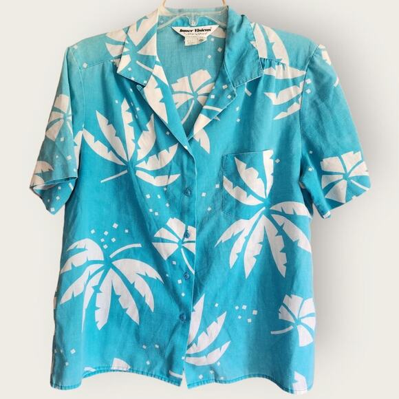 Inner Visions by Ship n' Shore Hawaiian Button up Short Sleeve Womens Sz XS - Picture 1 of 6